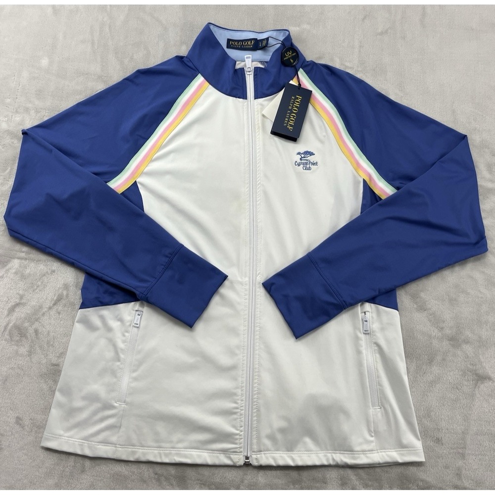 Polo Ralph Lauren Golf Shirt Women Large Color Block Full Zip UV Protection
